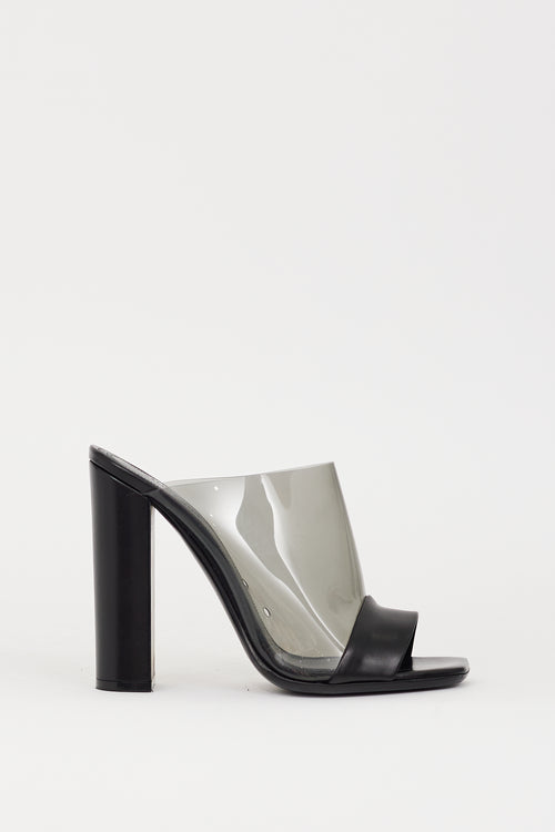 Celine Black PVC 
Leather Heeled Mule