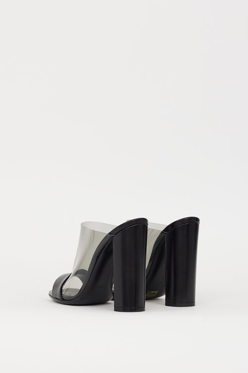 Celine Black PVC 
Leather Heeled Mule