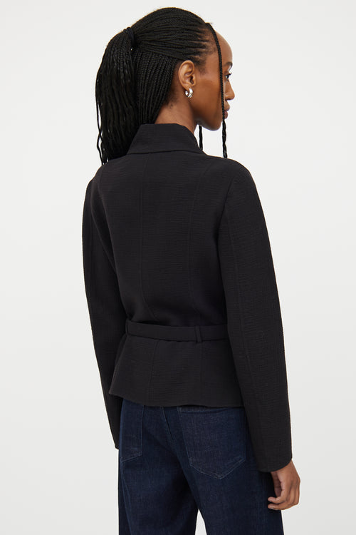 Celine Black Button Wool Long Sleeve Top