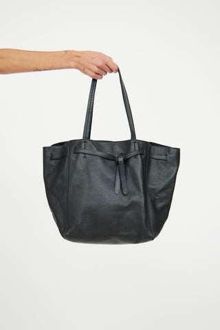 Celine Black Leather Cabas Phantom Tie Tote Bag