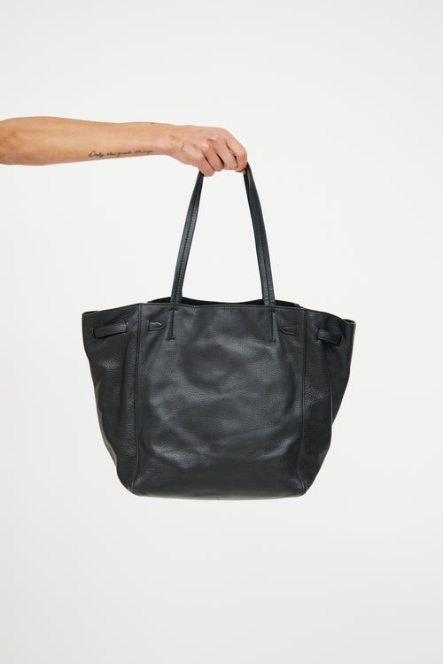 Celine Black Leather Cabas Phantom Tie Tote Bag