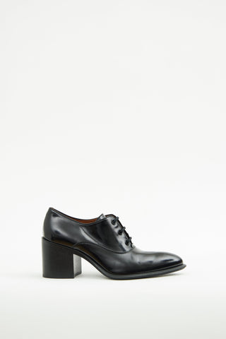 Celine Black Leather Heel Oxford Pump