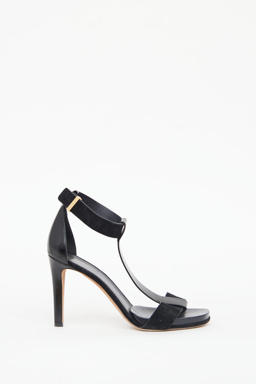 Celine Black T-Strap Heeled Sandal