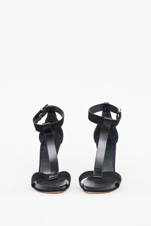 Celine Black T-Strap Heeled Sandal