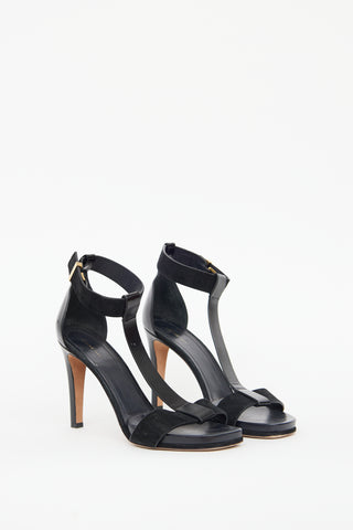 Celine Black T-Strap Heeled Sandal