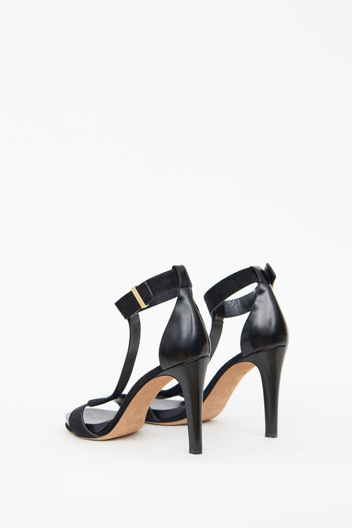 Celine Black T-Strap Heeled Sandal