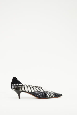 Celine Black 
White Woven Heel