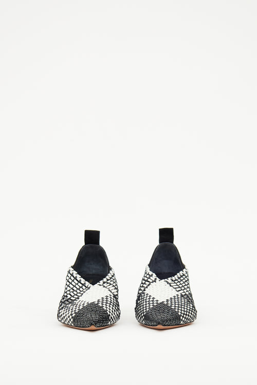 Celine Black 
White Woven Heel