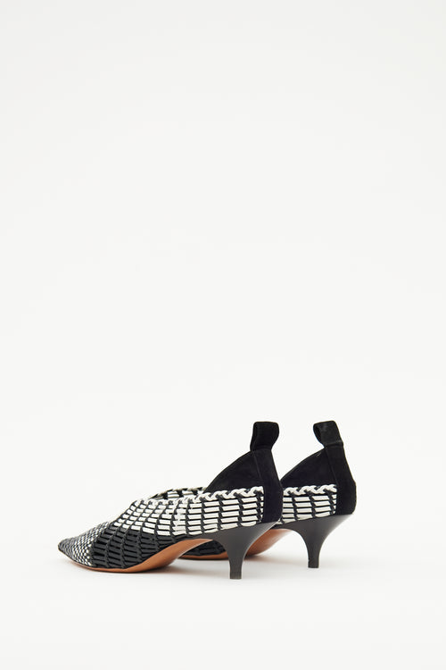 Celine Black 
White Woven Heel