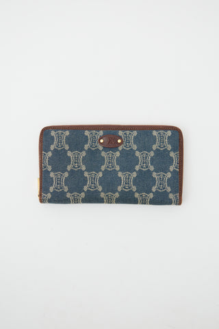 Celine Blue Denim Jacquard Triomphe Wallet