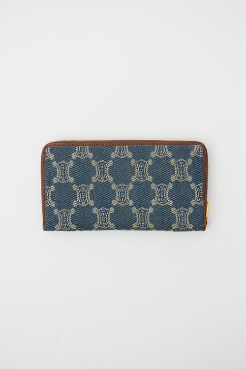 Celine Blue Denim Jacquard Triomphe Wallet