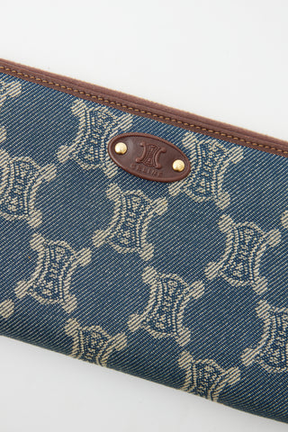 Celine Blue Denim Jacquard Triomphe Wallet