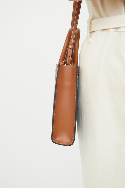 Celine Denim 
Brown Leather Mini Vertical Cabas Bag