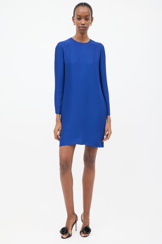 Celine Blue Silk Mini Shift Dress