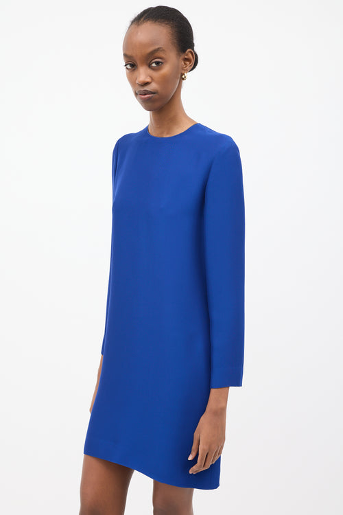 Celine Blue Silk Mini Shift Dress