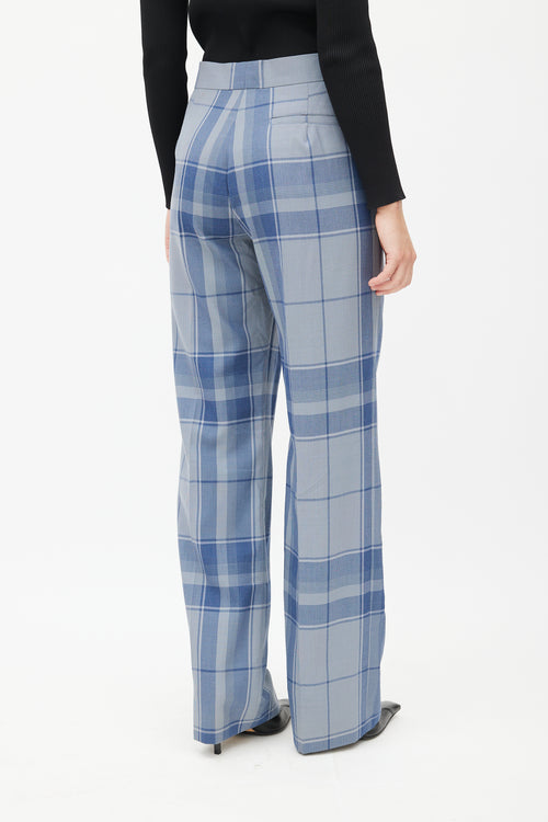 Celine Blue Plaid Straight Trouser