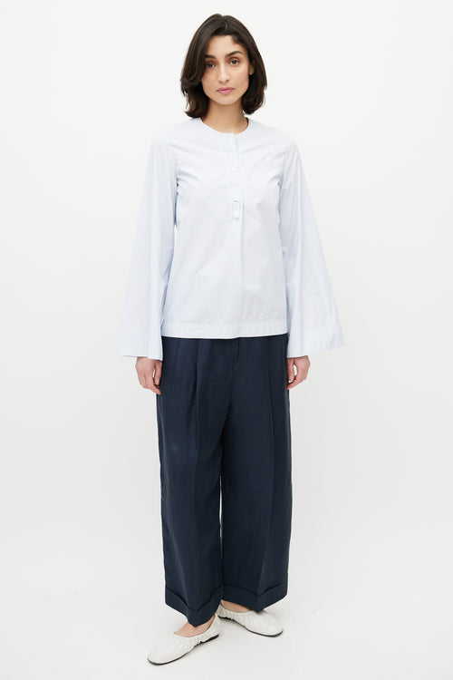 Celine Blue 
White Pinstripe Cotton Shirt