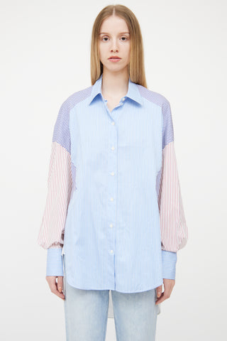 Celine Multi Striped Panel Button Up Shirt