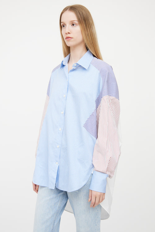 Celine Multi Striped Panel Button Up Shirt