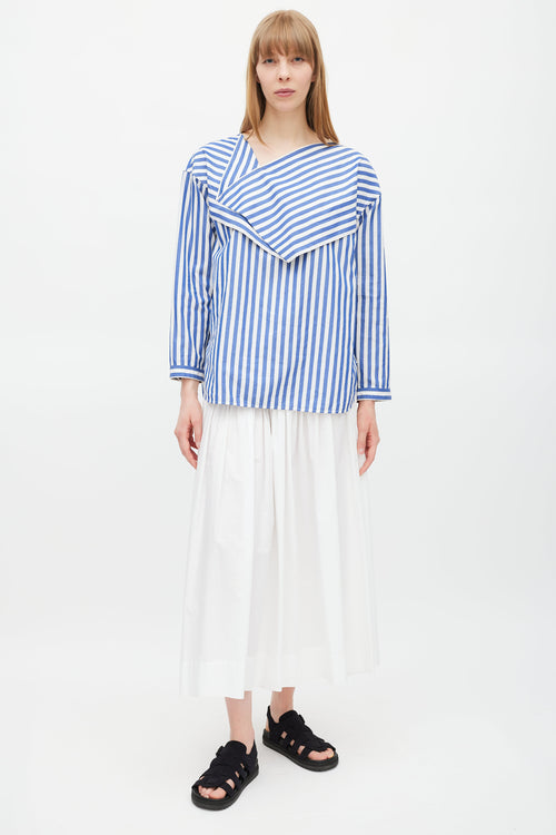 Celine Blue 
White Striped Folded Top