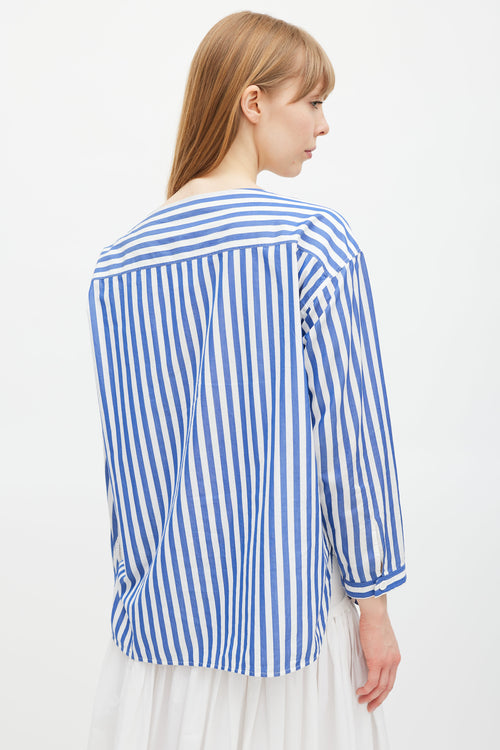 Celine Blue 
White Striped Folded Top