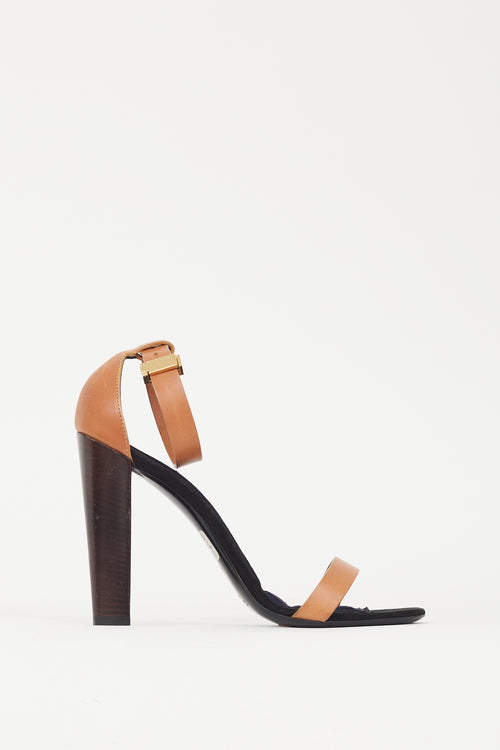 Celine Brown 
Black Leather 
Suede Heel