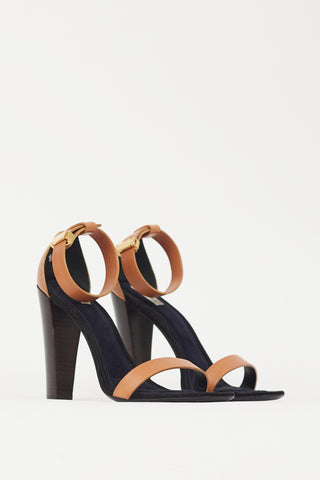 Celine Brown 
Black Leather 
Suede Heel