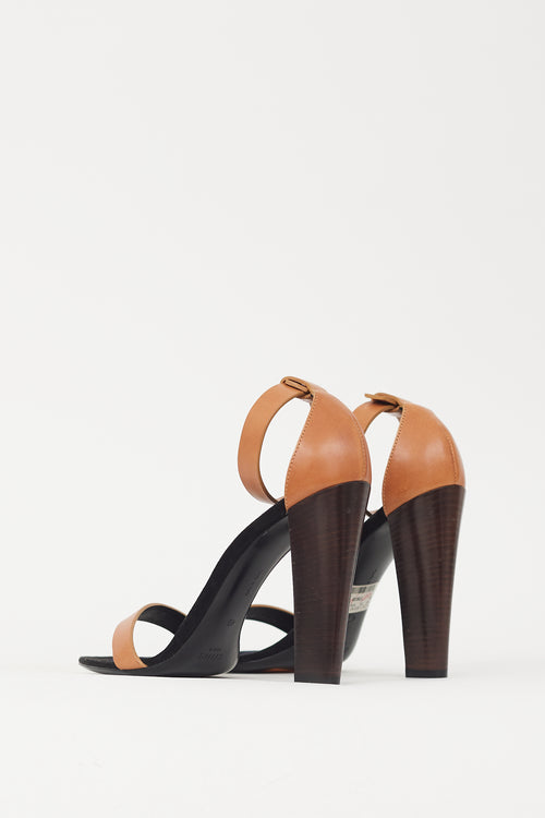 Celine Brown 
Black Leather 
Suede Heel