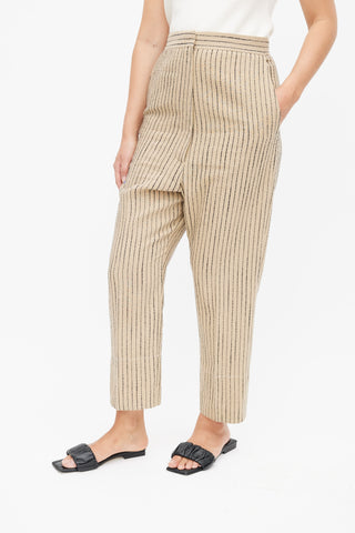 Celine Brown 
Black Linen Stripe Trouser