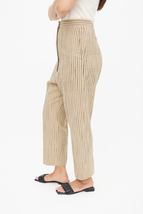 Celine Brown 
Black Linen Stripe Trouser