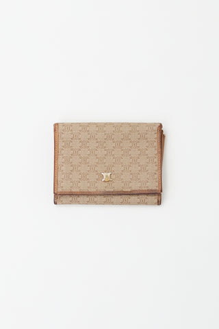 Celine Vintage Brown Canvas Triomphe Monogram Wallet