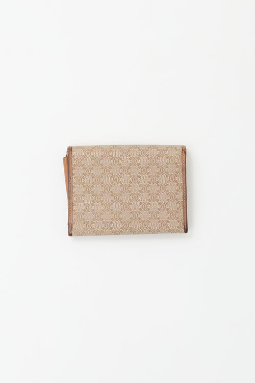 Celine Vintage Brown Canvas Triomphe Monogram Wallet