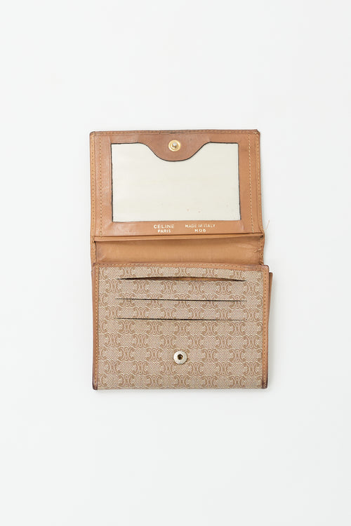 Celine Vintage Brown Canvas Triomphe Monogram Wallet