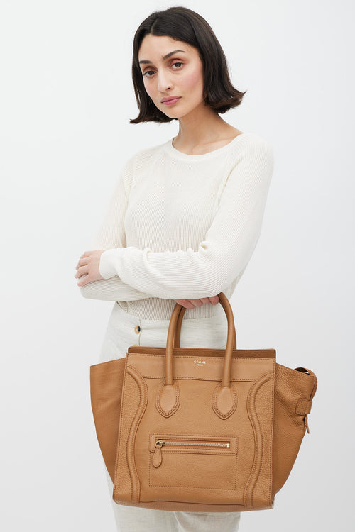 Celine Brown Leather Luggage Tote