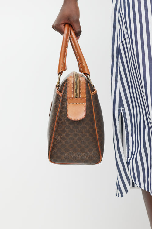 Celine Brown Leather Monogram Triumph Macadam Bag