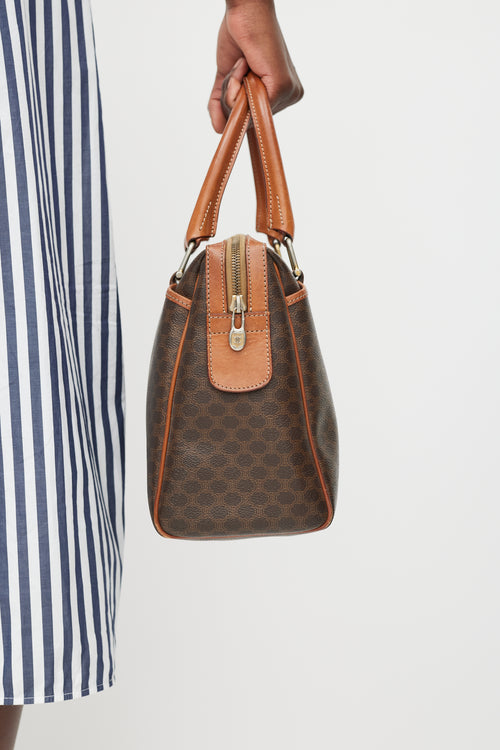 Celine Brown Leather Monogram Triumph Macadam Bag