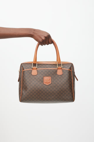 Celine Brown Leather Monogram Triumph Macadam Bag