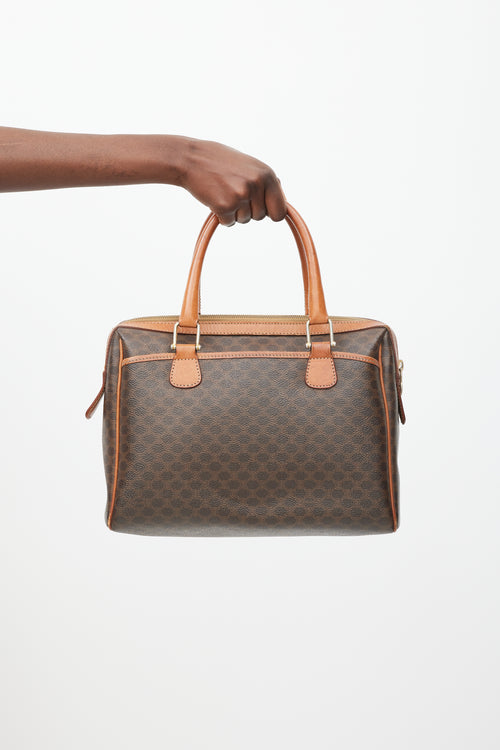 Celine Brown Leather Monogram Triumph Macadam Bag