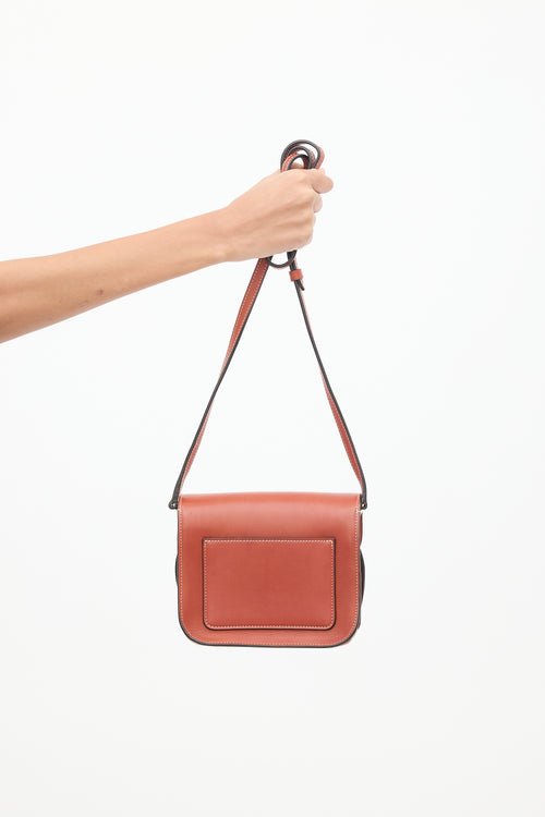 Celine Brown Leather Small Tab Crossbody Bag