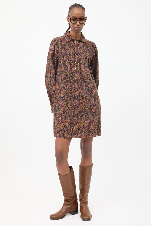 Celine Brown 
Multicolour Paisley Mini Folk Dress