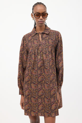 Celine Brown 
Multicolour Paisley Mini Folk Dress