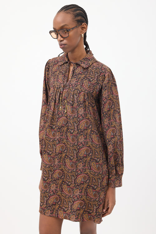 Celine Brown 
Multicolour Paisley Mini Folk Dress