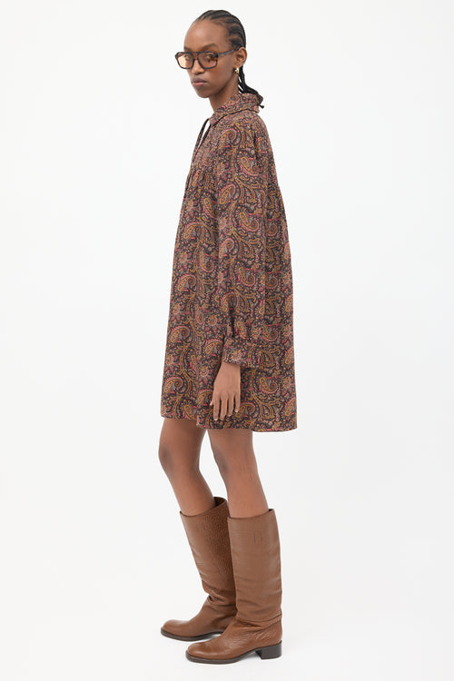 Celine Brown 
Multicolour Paisley Mini Folk Dress