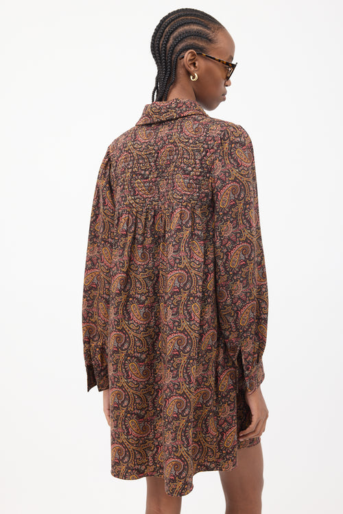 Celine Brown 
Multicolour Paisley Mini Folk Dress