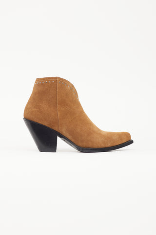 Celine Brown Suede Western Studded Boot