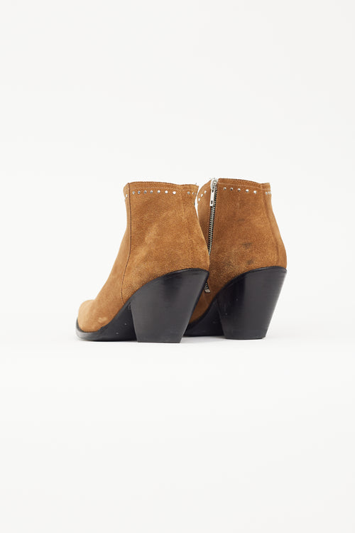 Celine Brown Suede Western Studded Boot