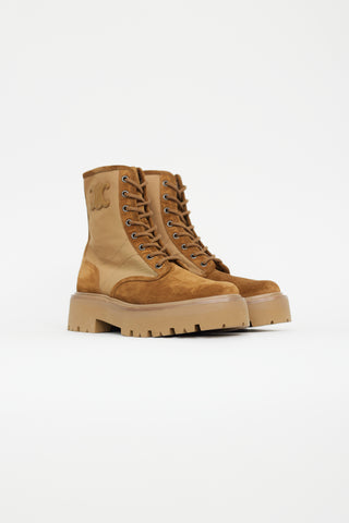 Celine Brown Suede Triomphe Lace Up Boot