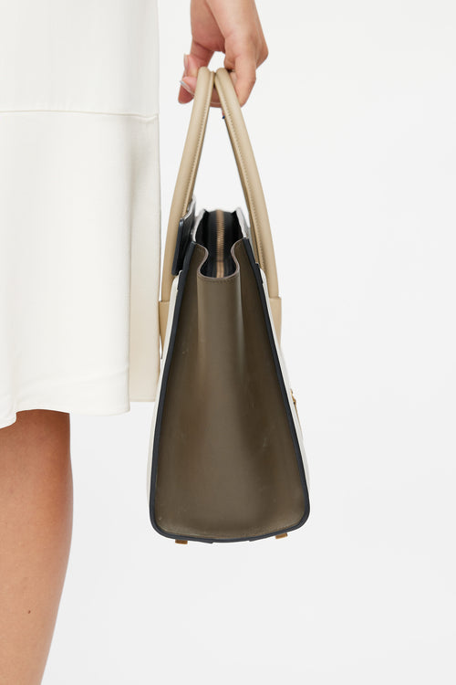 Celine Brown Tricolour Micro Luggage Tote Bag