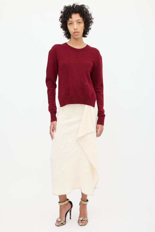 Celine Burgundy Cashmere Triomphe Sweater