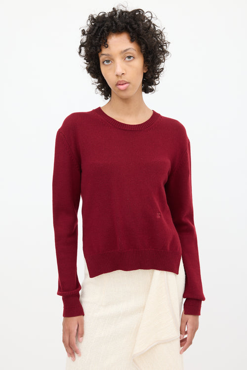 Celine Burgundy Cashmere Triomphe Sweater